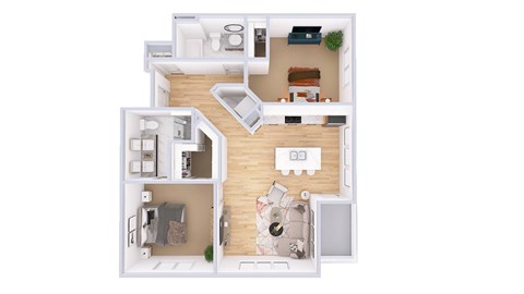 Floor plan for 2 beds, 2 baths, 1155 sqft